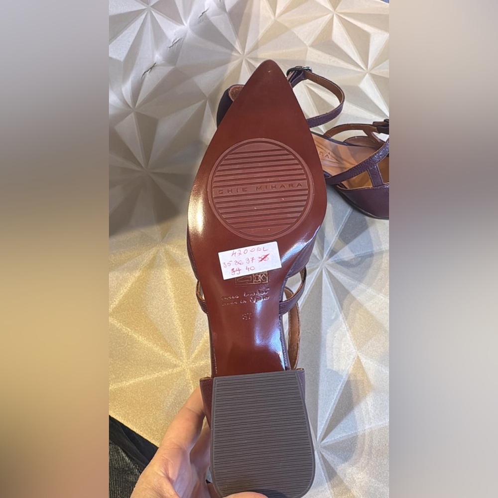 Chie Mihara plum Women's Pointed leather Slingback Mary Jane’s - Picture 4 of 4